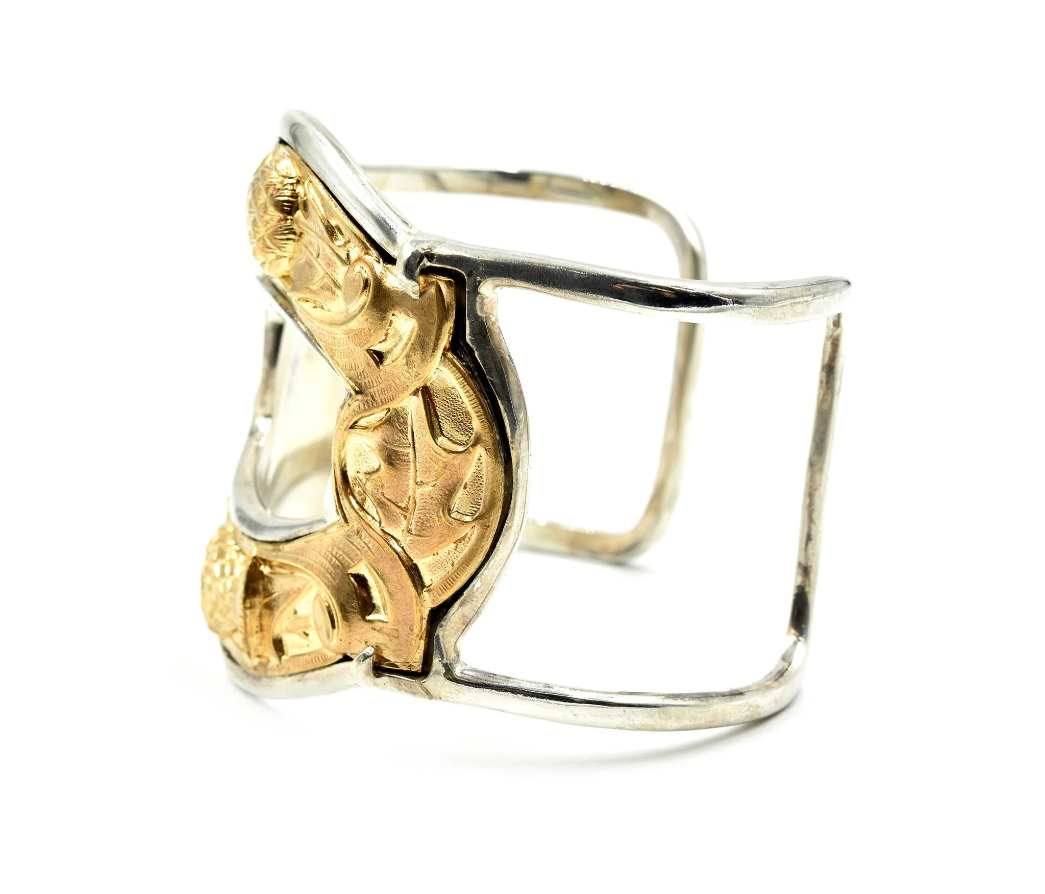 Barry Brinker Sterling Silver and Gold Vermeil Vintage Cuff Bracelet - Image 3