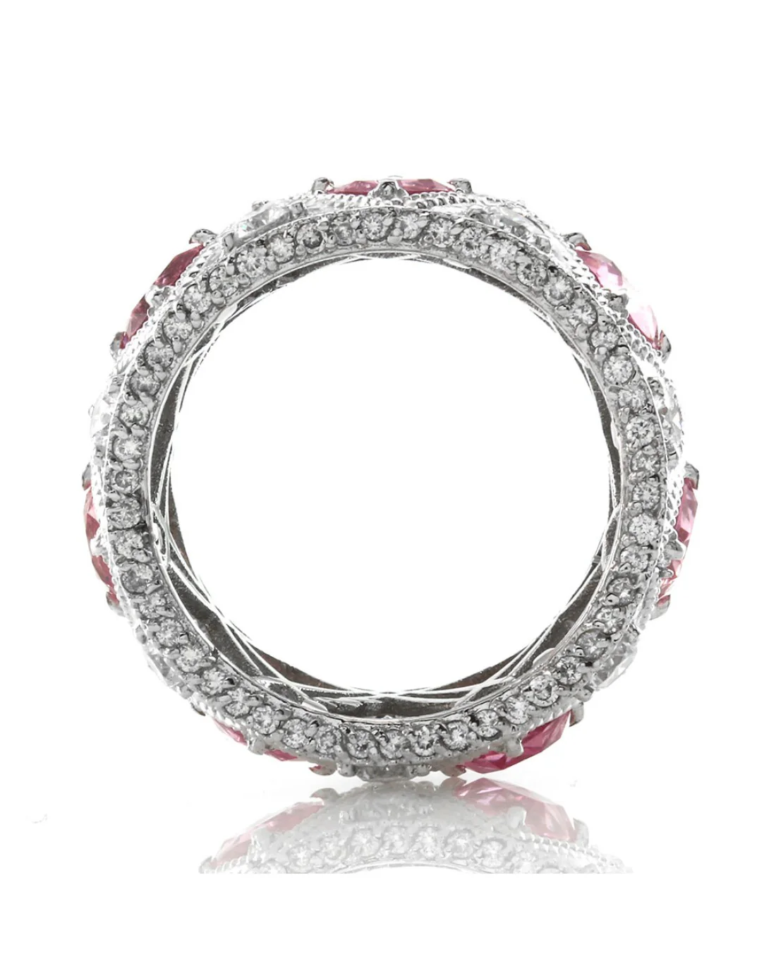 Barry Kronen 4.06ctw Pink Sapphire & 1.16ctw Diamond Band in 18K White Gold - Image 2