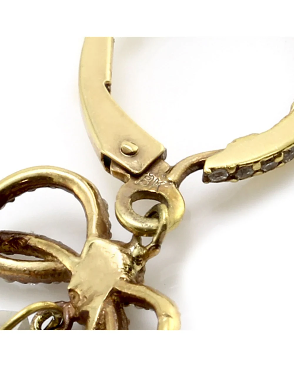 Barry Kronen Rock Candy Diamond Bow and Quartz Drop Earrings in Yellow Gold - Image 2