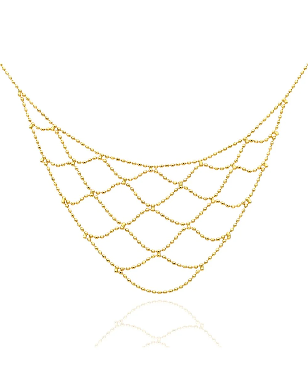 Bead Chain Bib Necklace in Gold