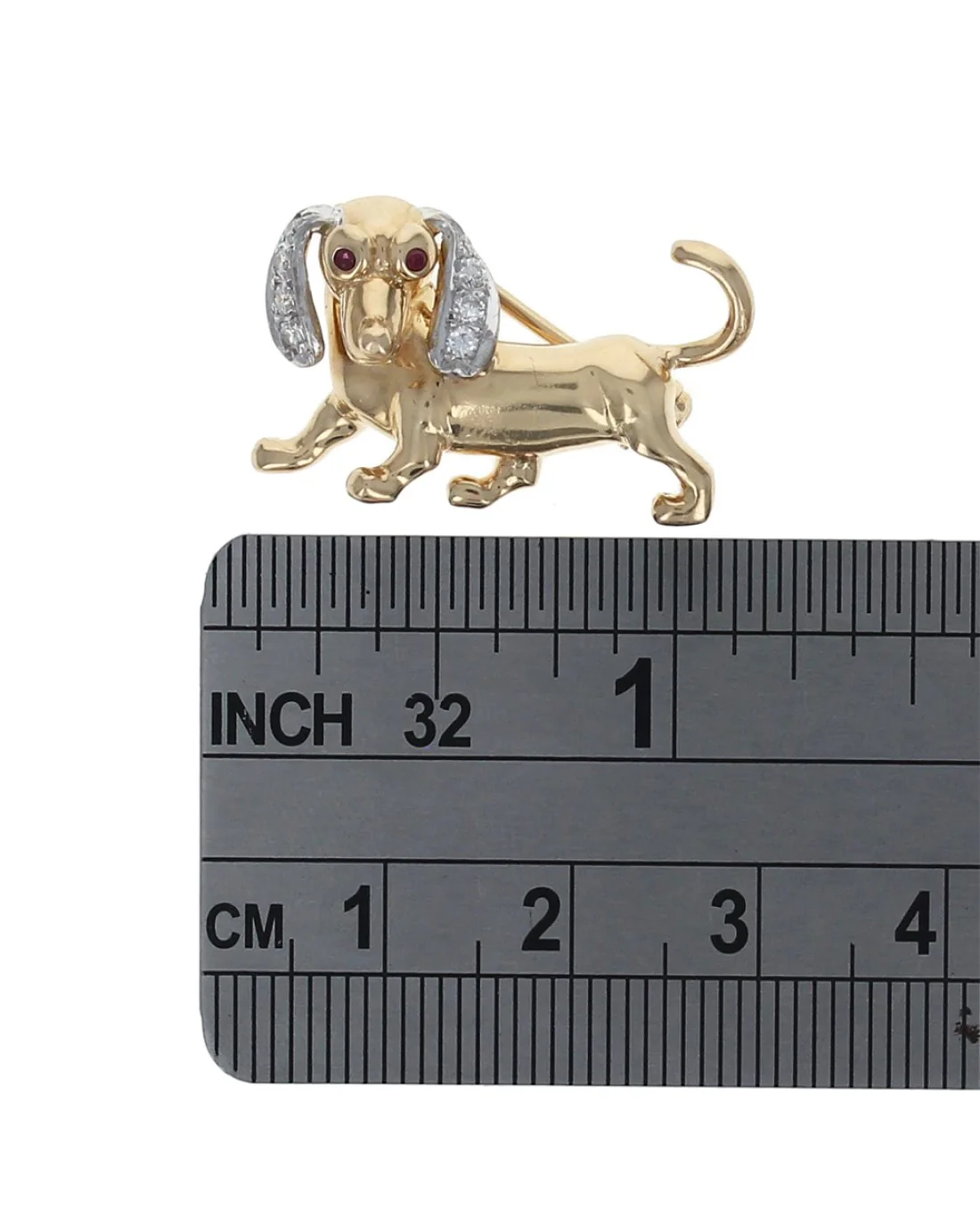 Beagle Dog Pin with Diamond Ears and Ruby Eyes - Image 3