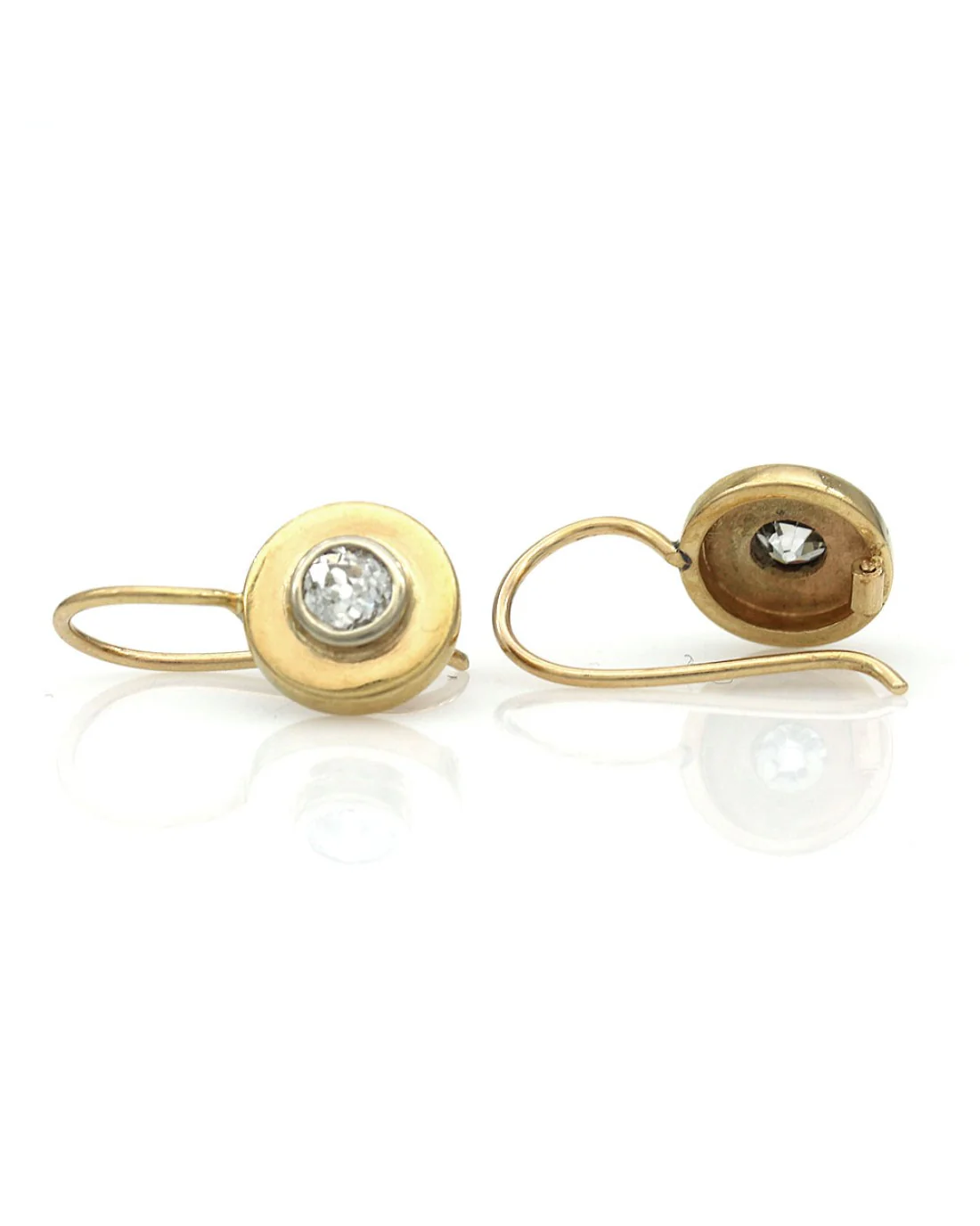 Bezel Set European Diamond Drop Earrings - Image 2