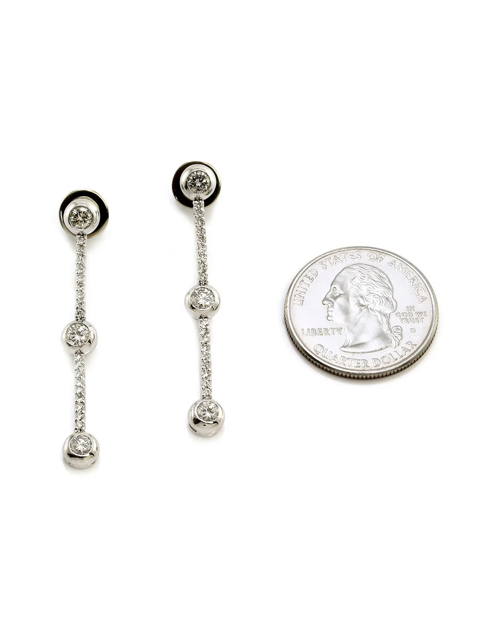 Bezel Station Diamond Bar Drop Earrings - Image 3