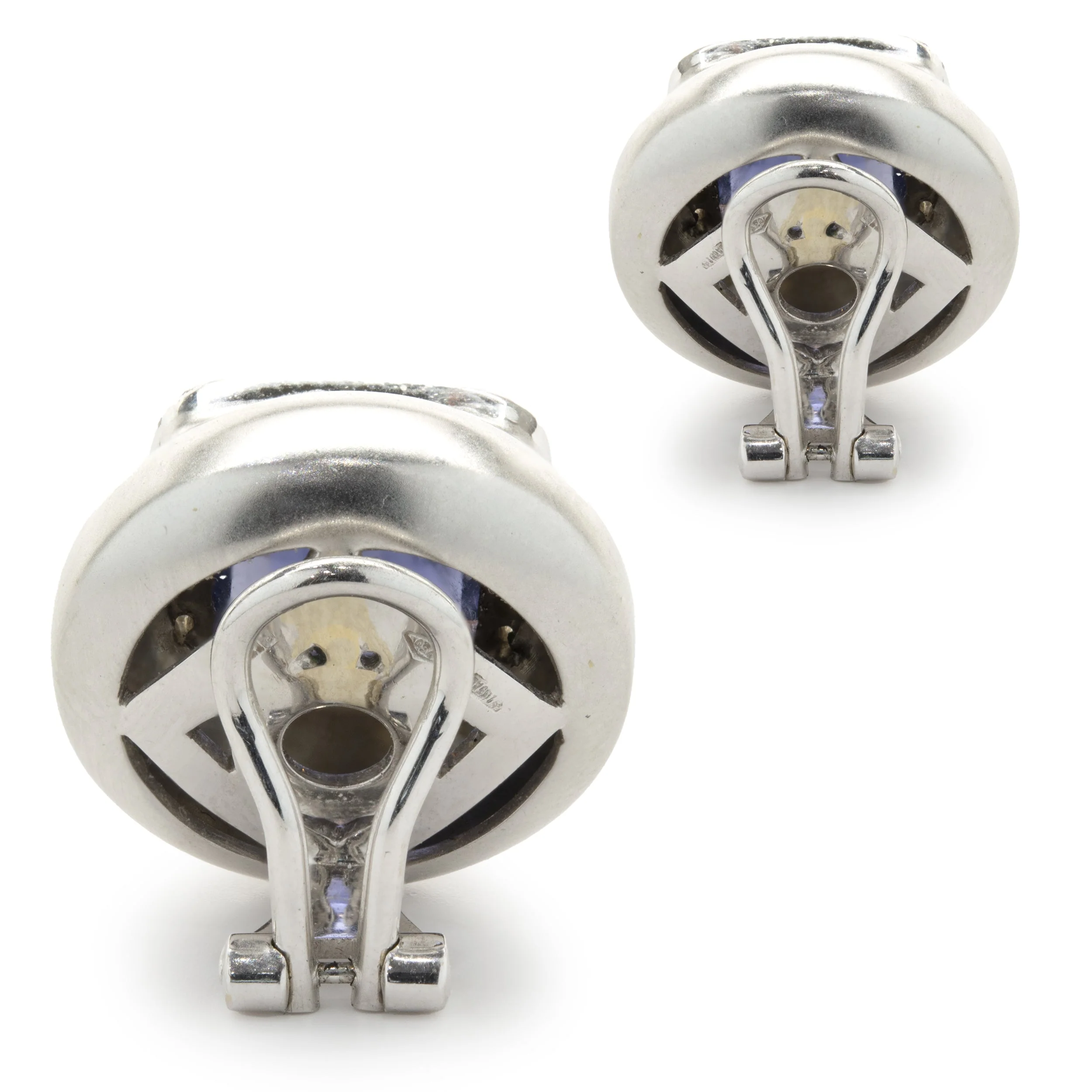 BIBIGI 18 Karat White Gold Iolite and Diamond Button Earrings - Image 4