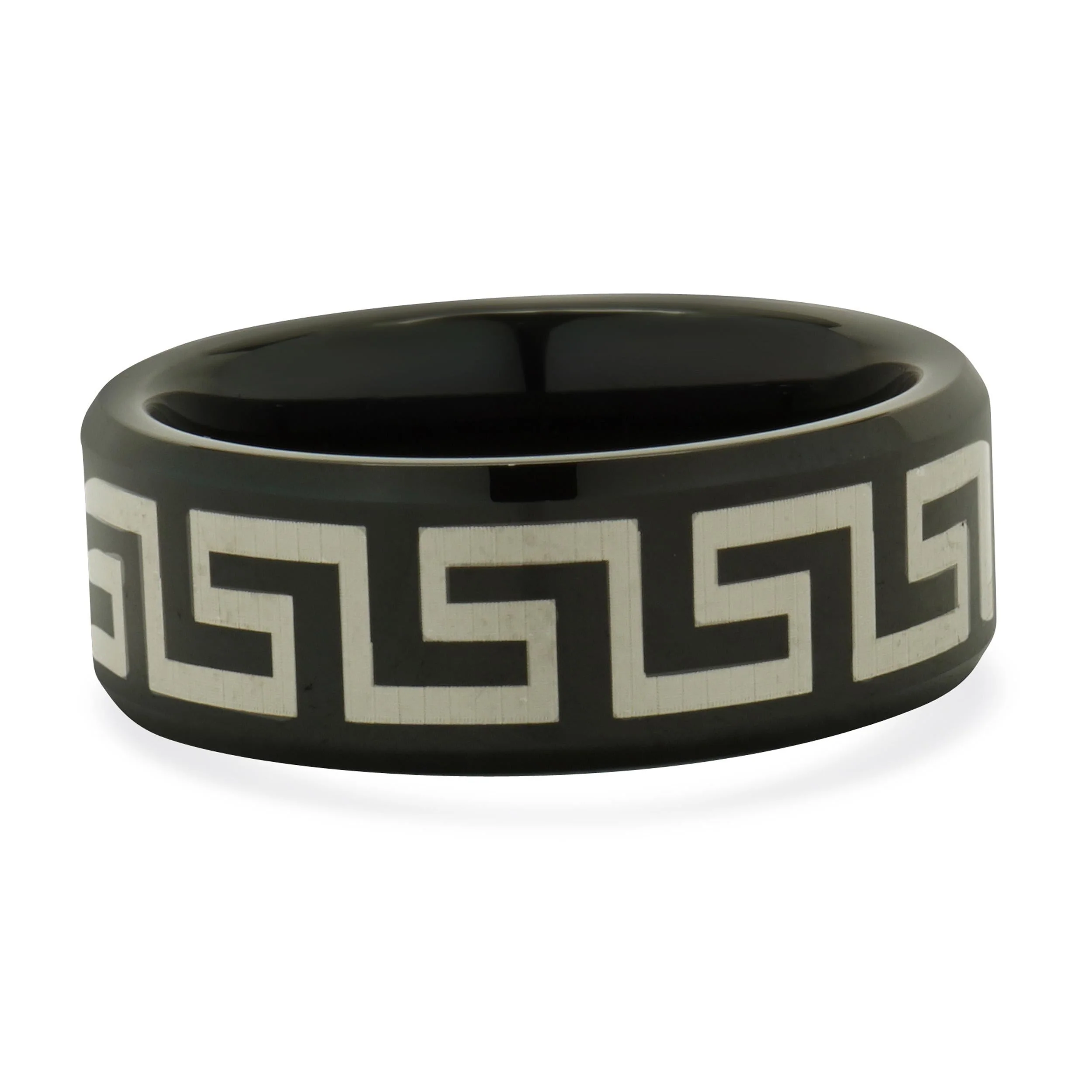 Black 8MM Tungsten Greek Key Band - Image 4