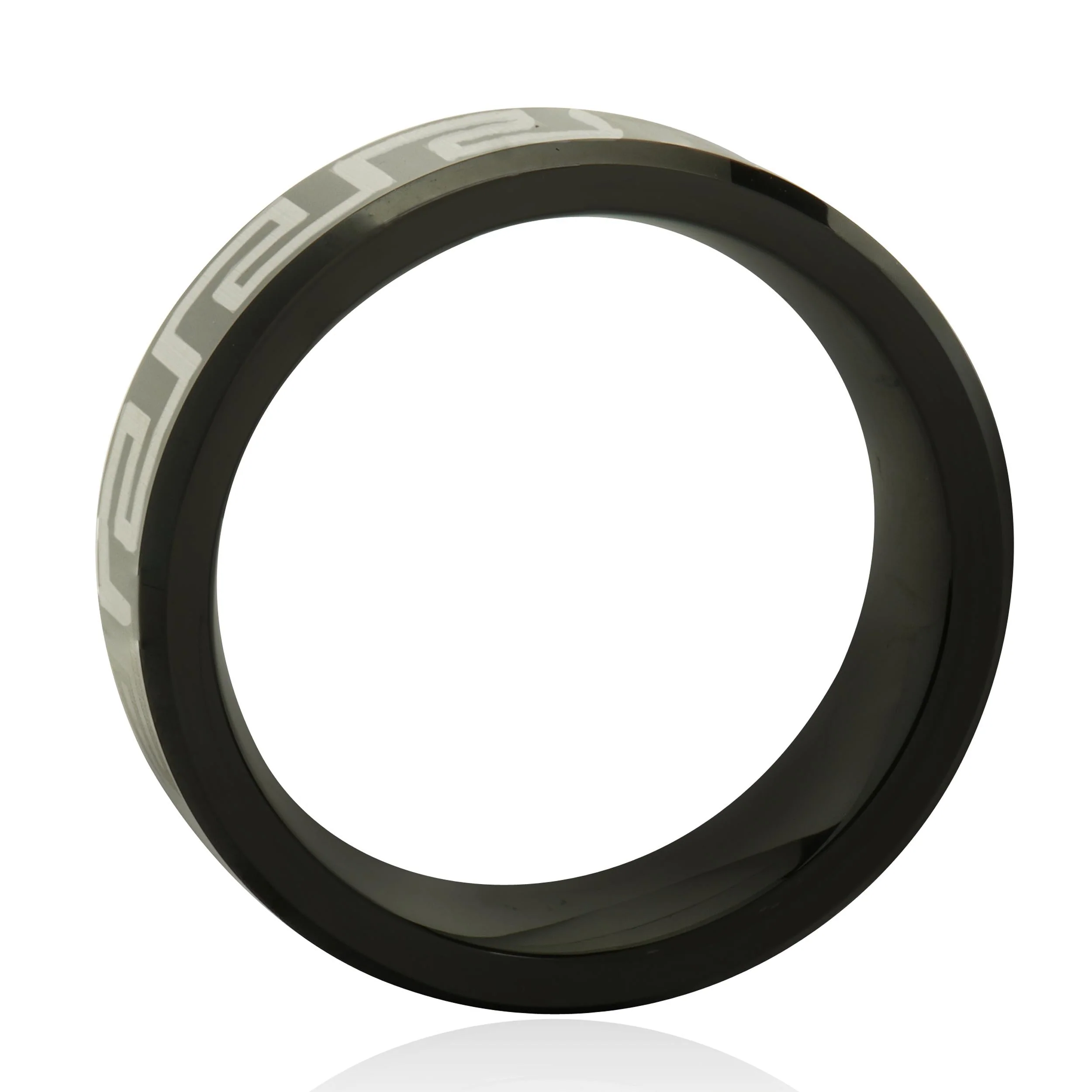 Black 8MM Tungsten Greek Key Band - Image 3