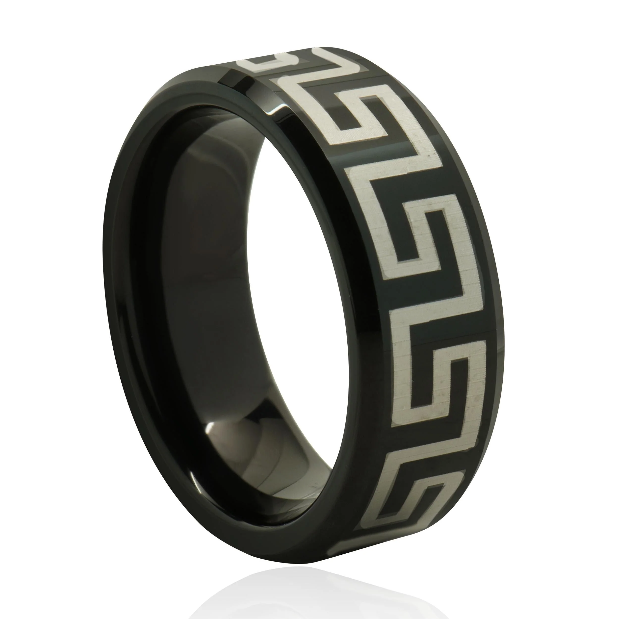 Black 8MM Tungsten Greek Key Band - Image 4