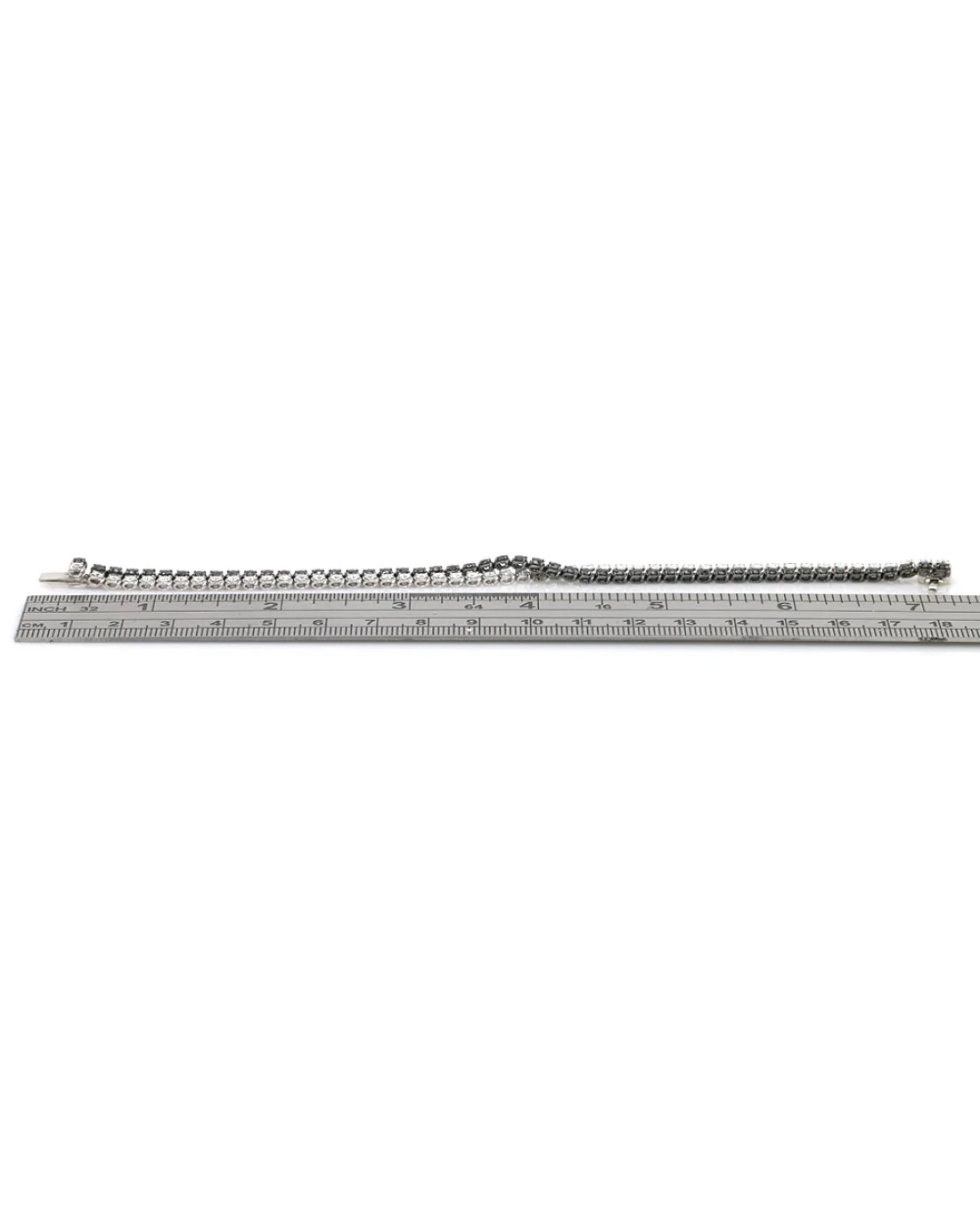 Black and White Diamond 2 Row Crossover Bracelet - Image 3