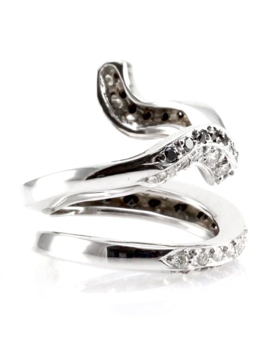 Black and White Diamond Snake Ring - Image 2