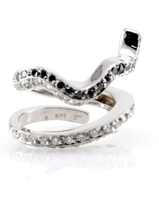 Black and White Diamond Snake Ring - Image 3
