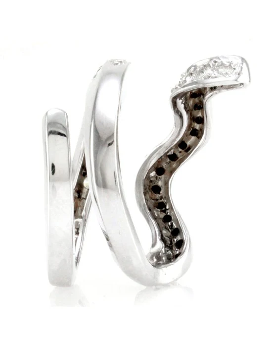 Black and White Diamond Snake Ring - Image 4