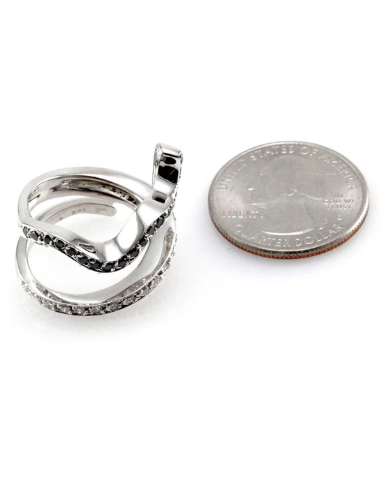 Black and White Diamond Snake Ring - Image 6
