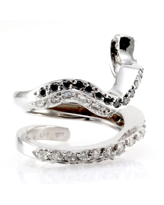 Black and White Diamond Snake Ring - Image 7