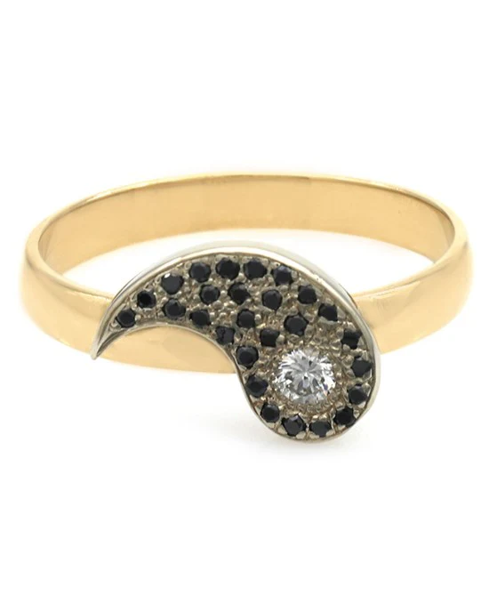 Black and White Diamond Yin Ring - Image 2