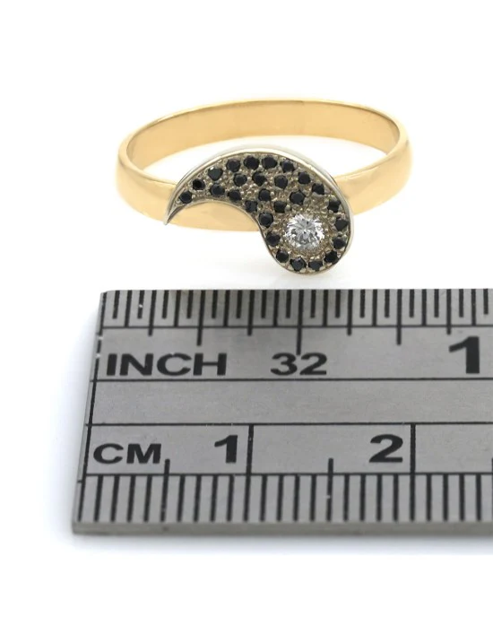 Black and White Diamond Yin Ring - Image 3