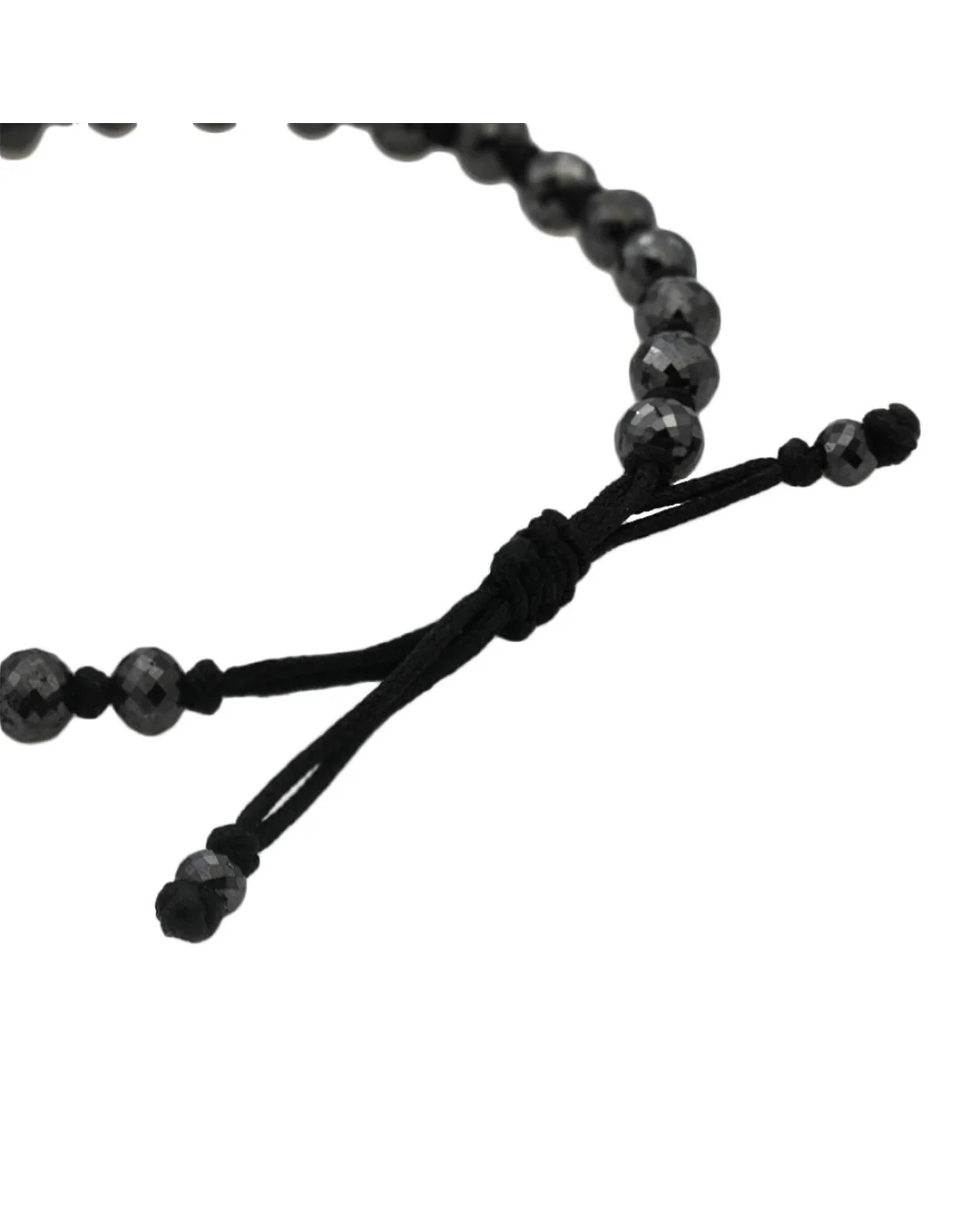 Black Diamond Bead Bracelet on Silk Cord - Image 2