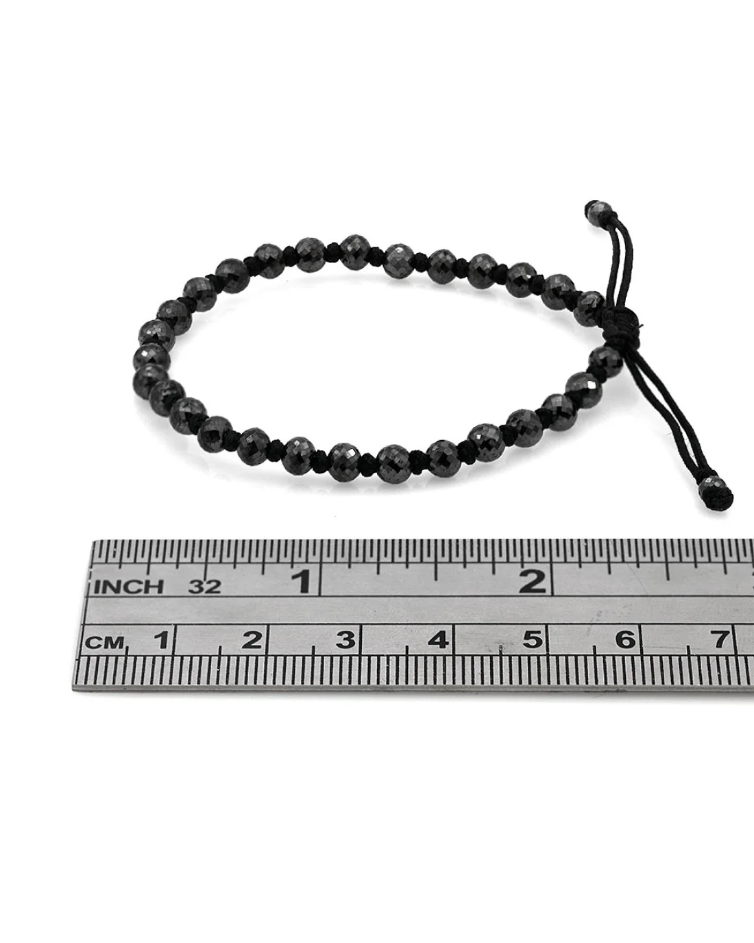 Black Diamond Bead Bracelet on Silk Cord - Image 3