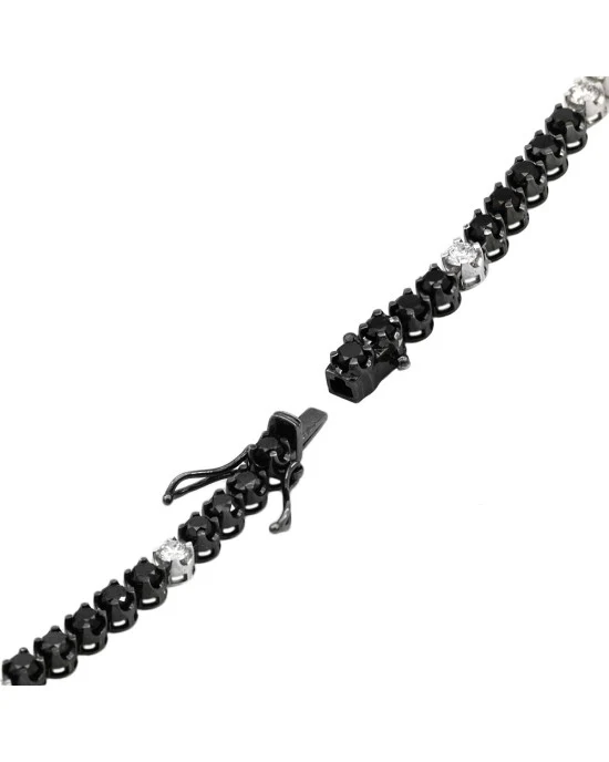 Black Diamond Inline Bracelet with White Diamond Stations - Image 2