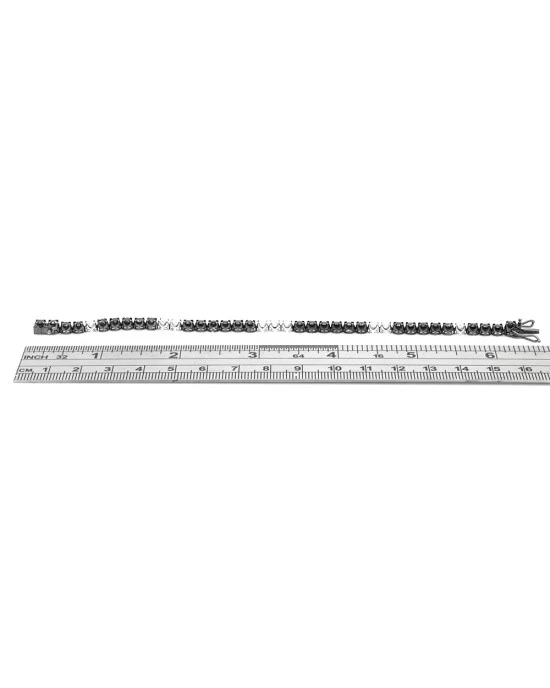 Black Diamond Inline Bracelet with White Diamond Stations - Image 3