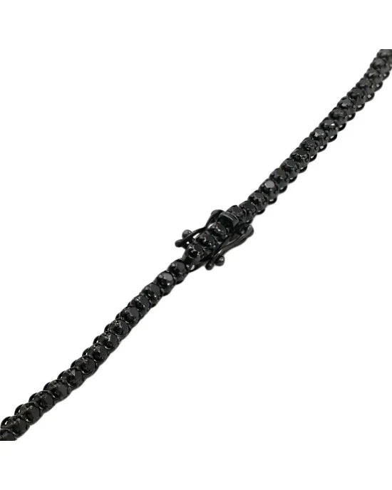 Black Diamond Inline Neckalce in Oxidized Gold - Image 2