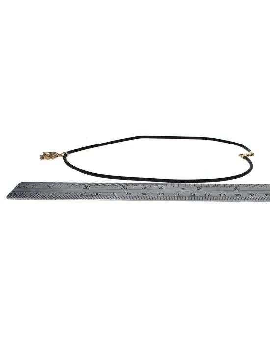 Black Enamel Spotted Leopard Drop Necklace in Yellow Gold - Image 3