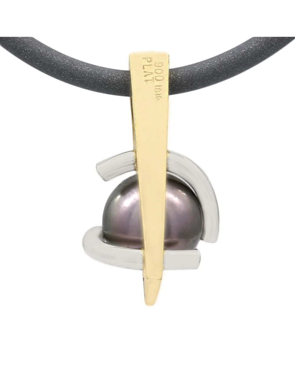 Black Pearl and Diamond Accent Slider Pendant - Image 2
