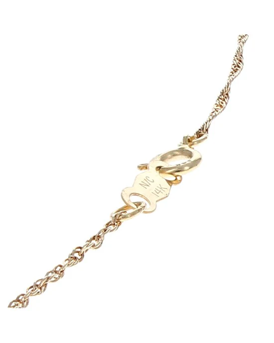 Blue Enamel Open Cut Wave Drop Necklace in Yellow Gold - Image 2