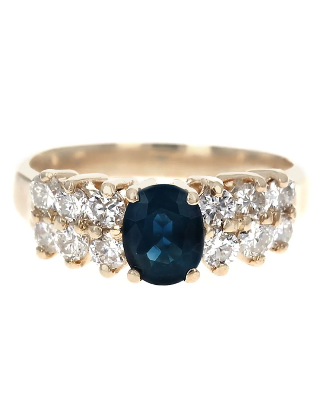 Blue Sapphire and Diamond Accent Ring in Yellow Gold - Image 2