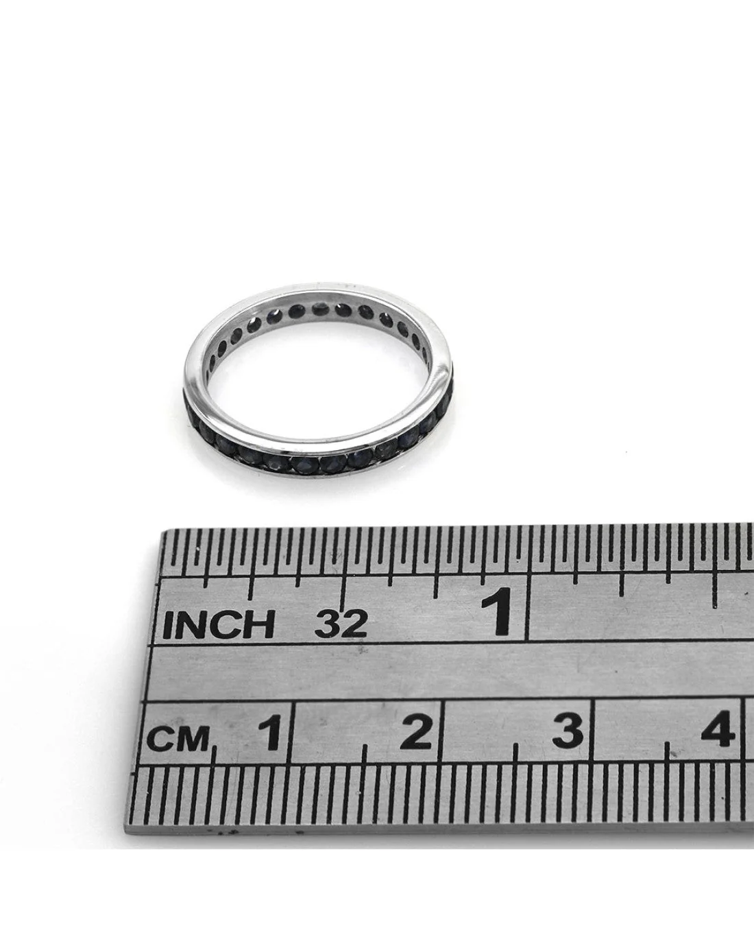 Blue Sapphire Eternity Band in White Gold - Image 3
