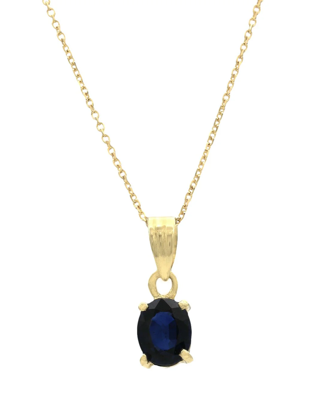 Blue Sapphire Solitaire Drop Necklace