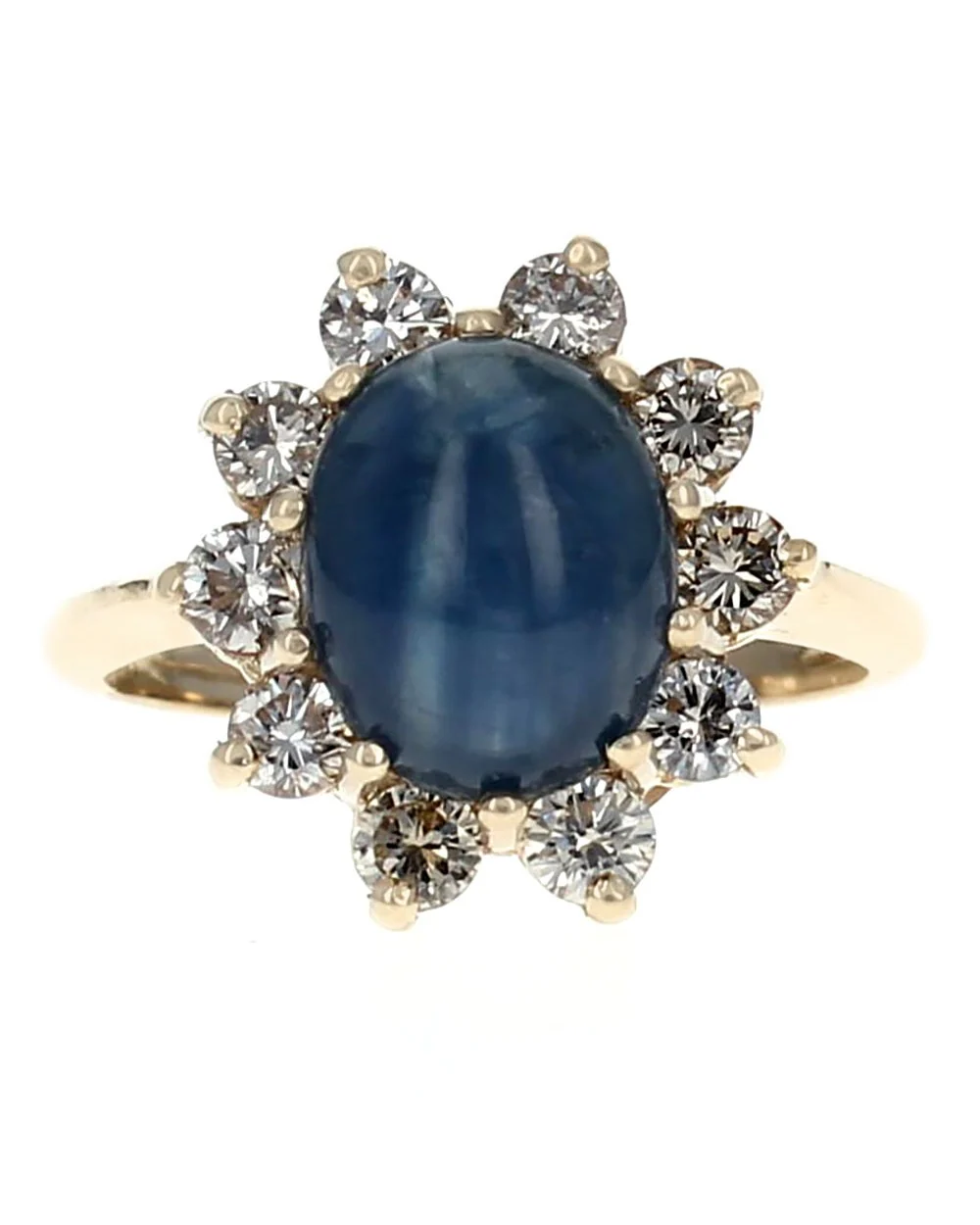 Blue Star Sapphire and Diamond Halo Ring - Image 2