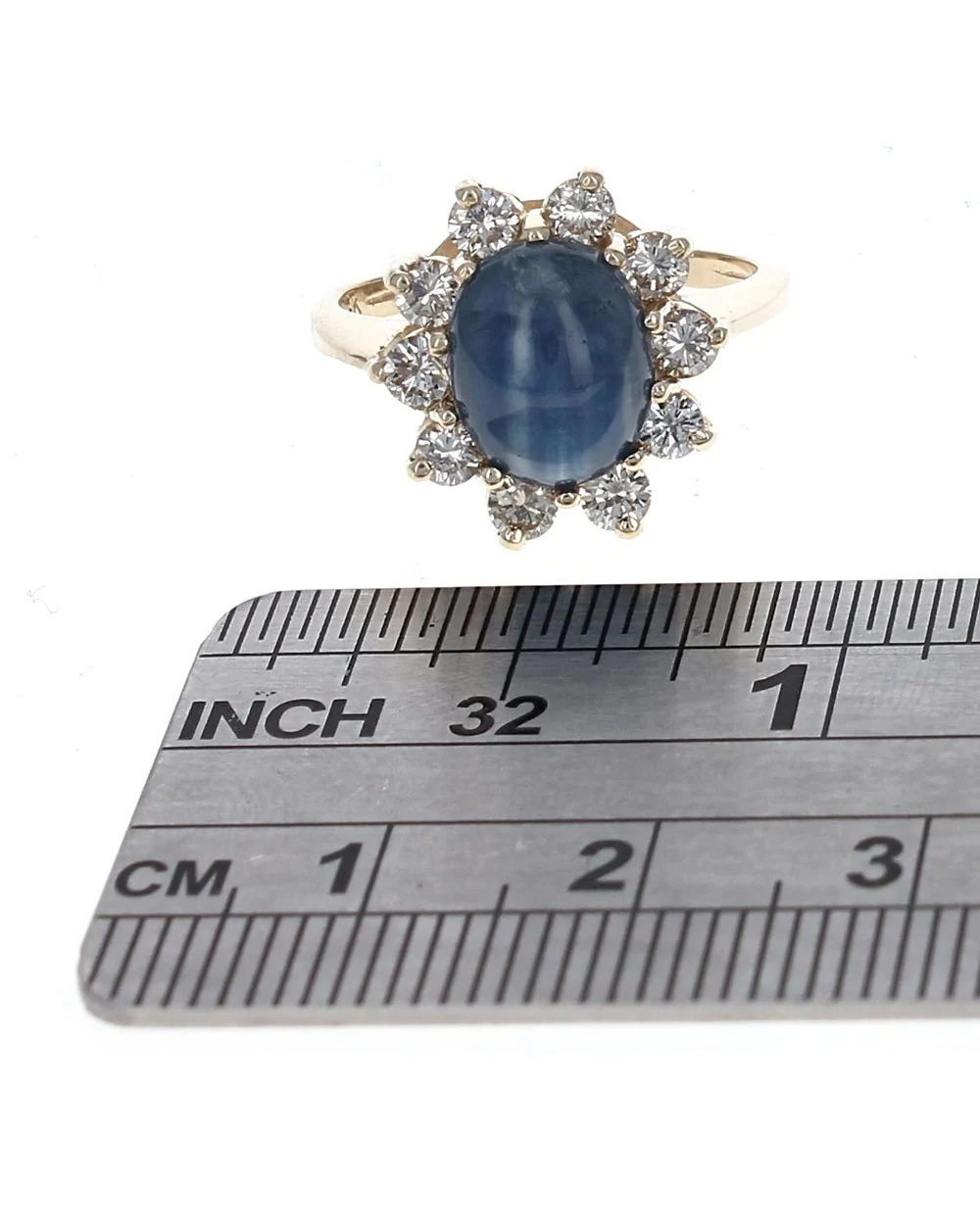 Blue Star Sapphire and Diamond Halo Ring - Image 3