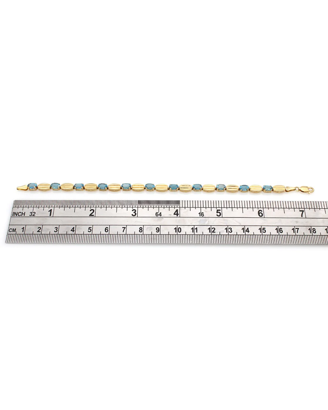 Blue Topaz and Oval Link Inline Bracelet - Image 3