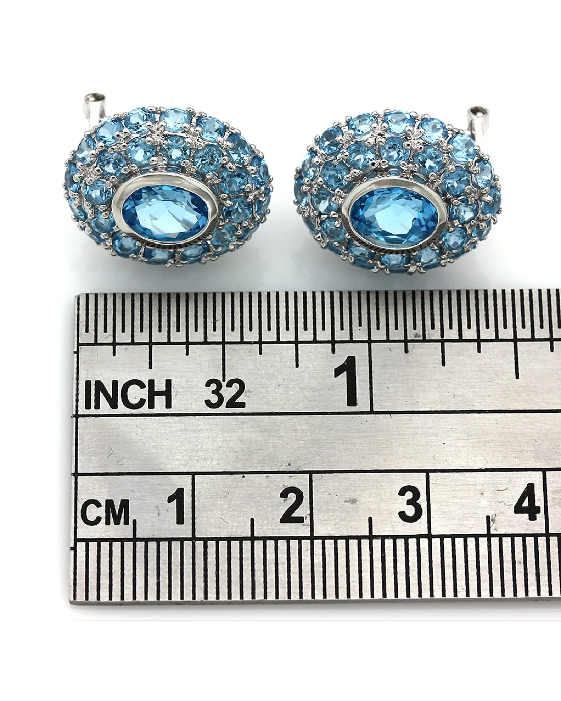 Blue Topaz Halo Earrings - Image 2
