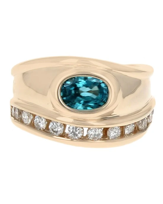 Blue Zircon and Diamond Tapered Band - Image 2