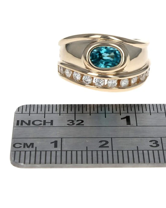 Blue Zircon and Diamond Tapered Band - Image 3