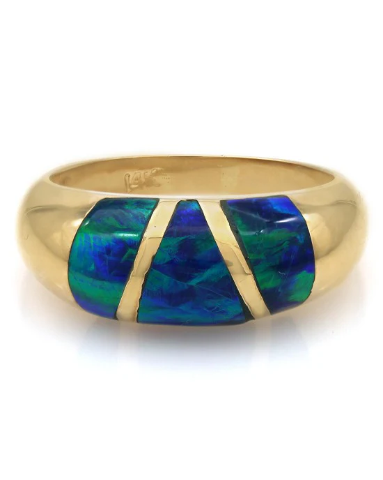Boulder Opal Inlay Dome Ring in Gold - Image 2