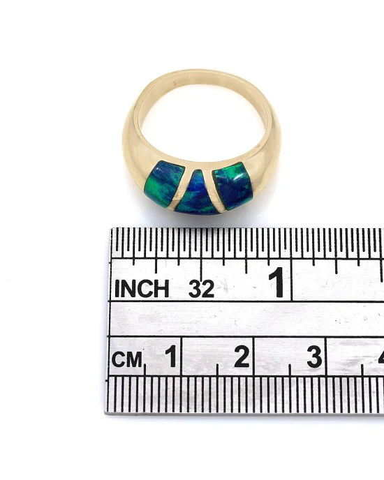 Boulder Opal Inlay Dome Ring in Gold - Image 3