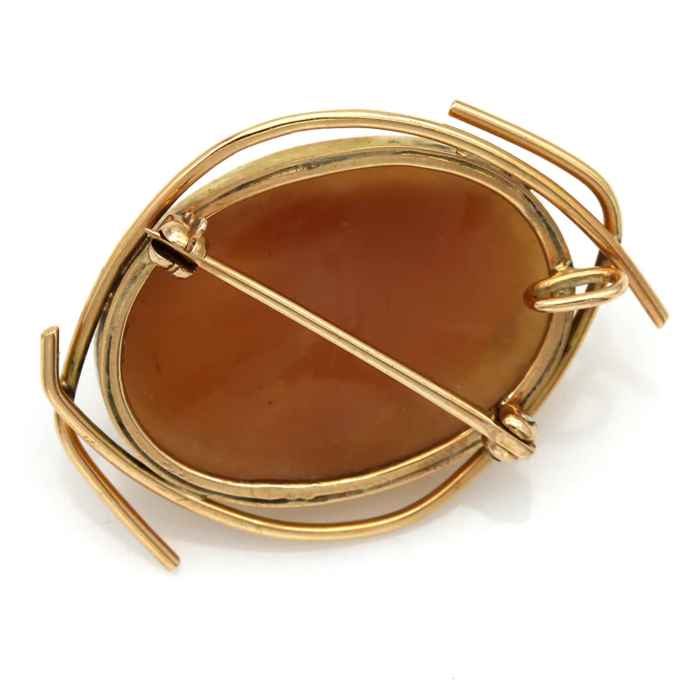 Brown Shell Cameo Free Form Wire Pin/Pendant - Image 2