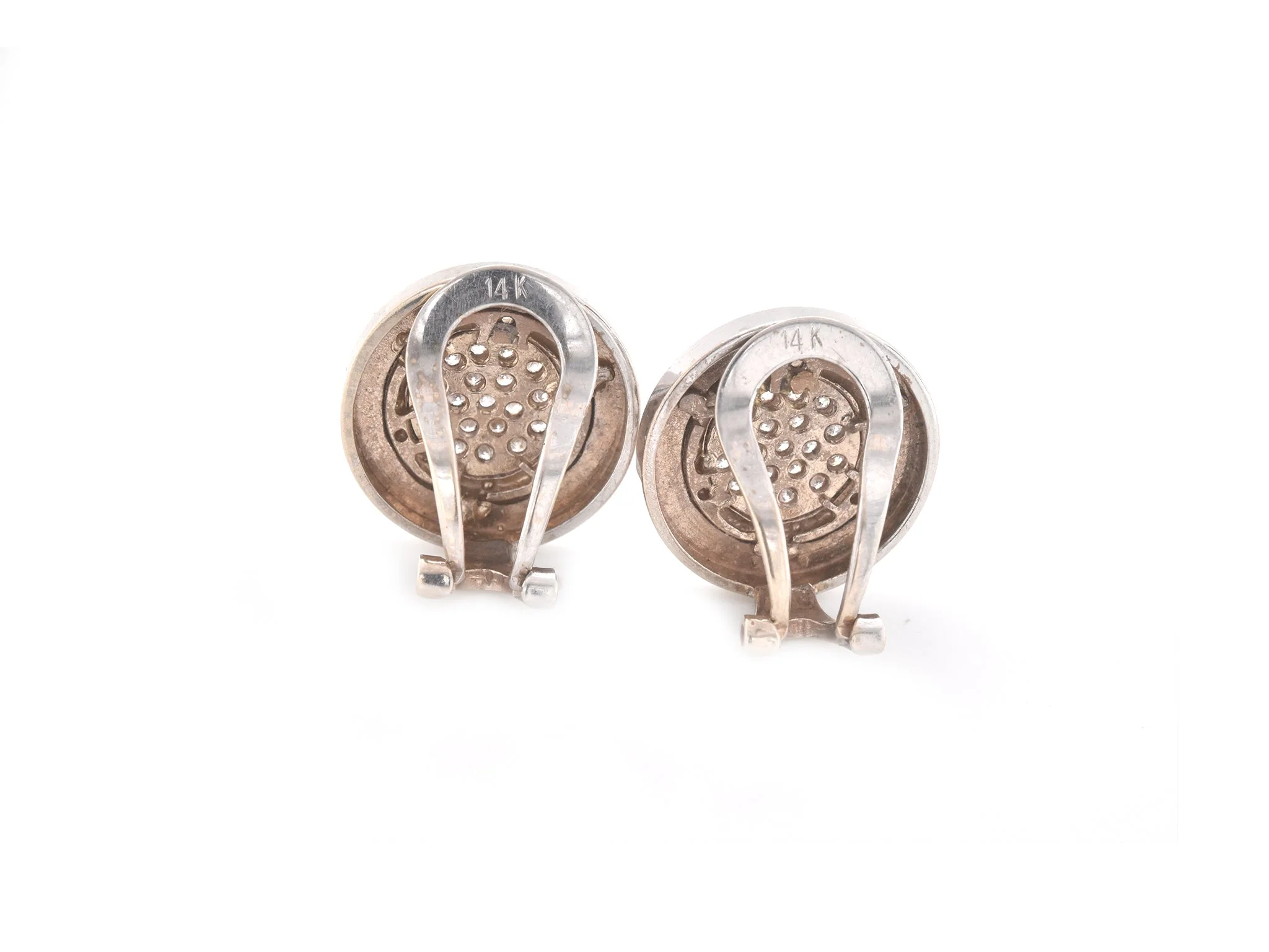 Bulgari 14k White Gold Pave Diamond Earrings - Image 4