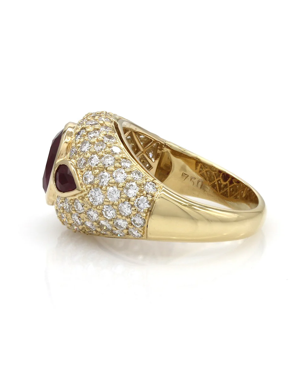 Burmese Ruby and Diamond Dome Ring in Gold - Image 3