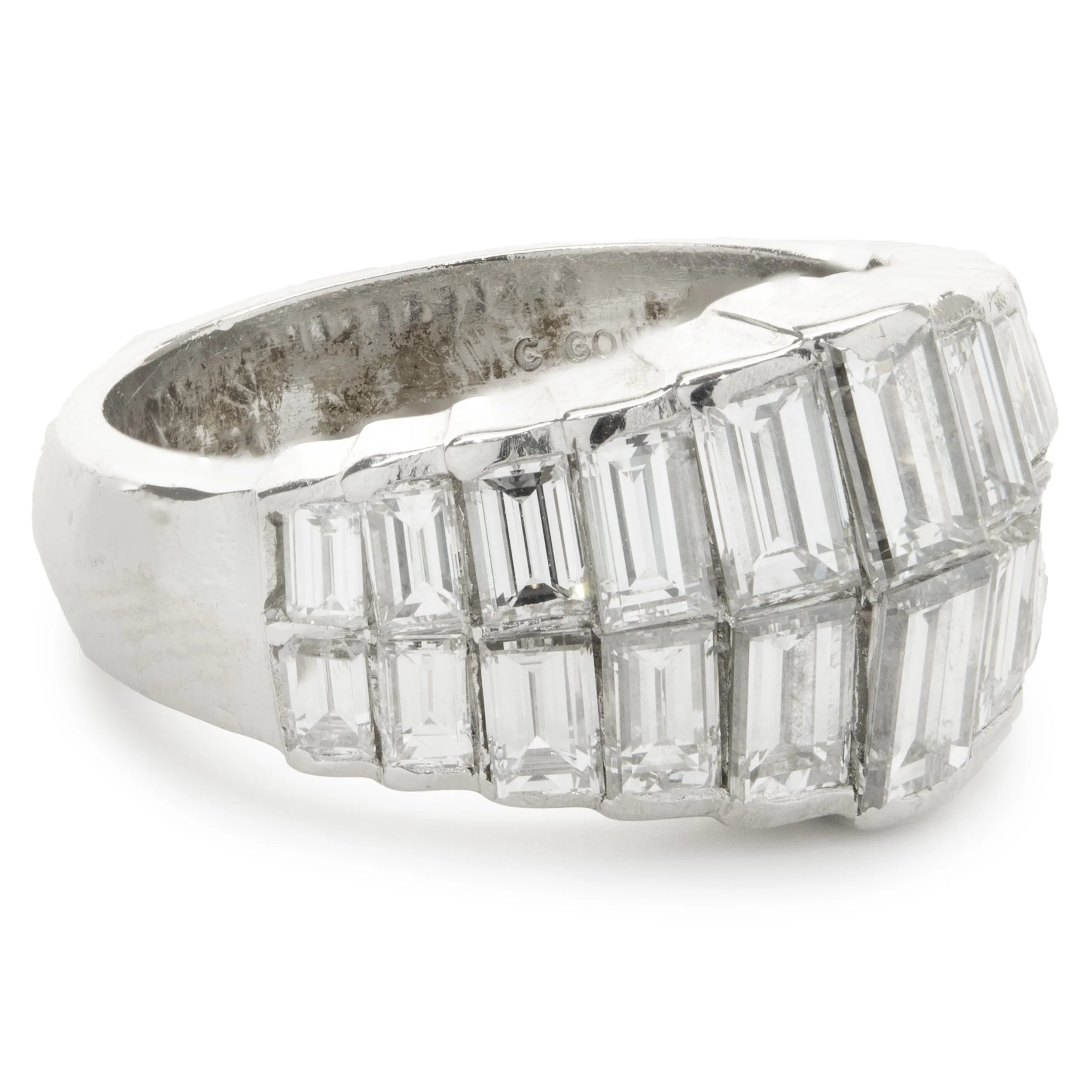C. Gonshor Platinum Graduated Baguette Diamond Dome Ring - Image 2