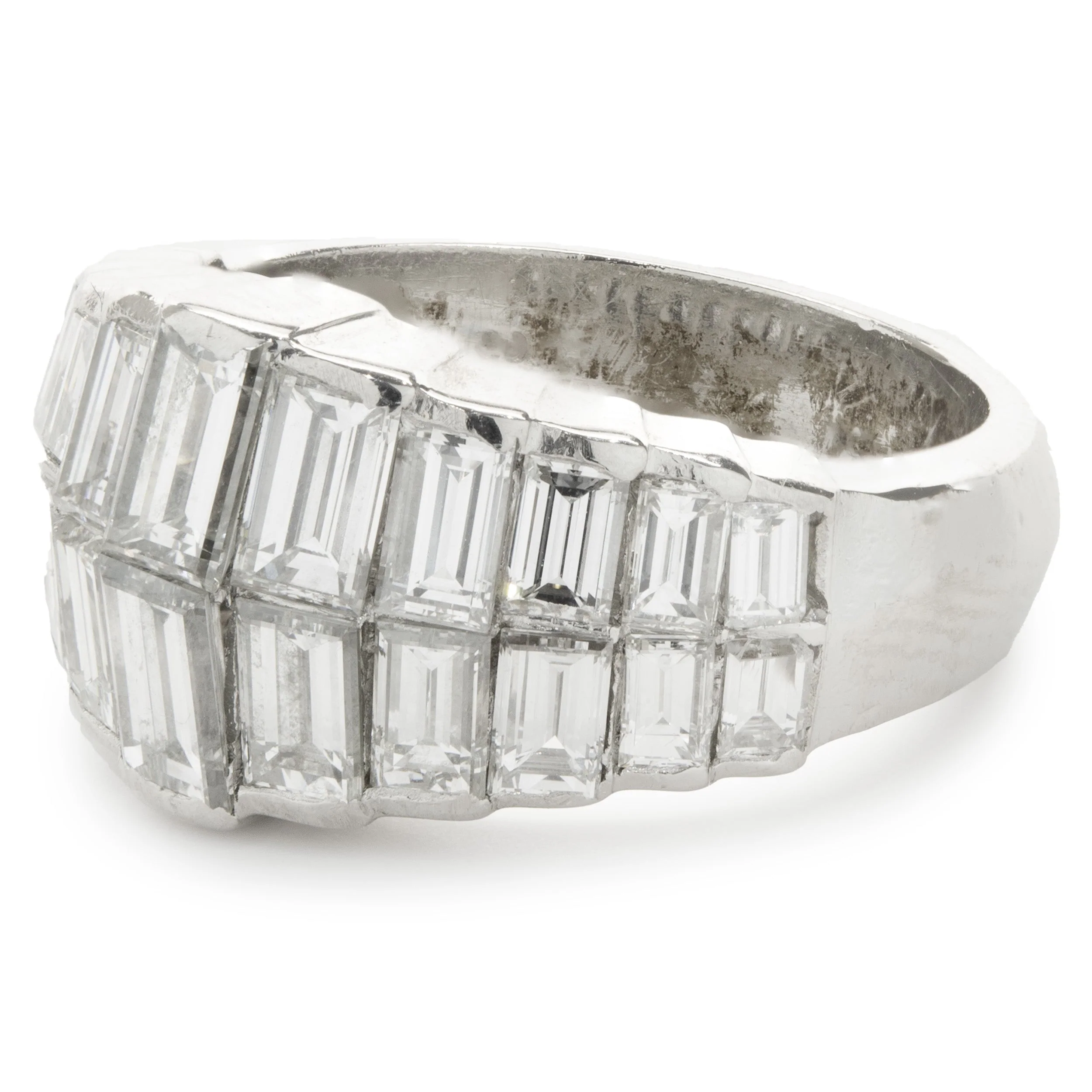 C. Gonshor Platinum Graduated Baguette Diamond Dome Ring - Image 4