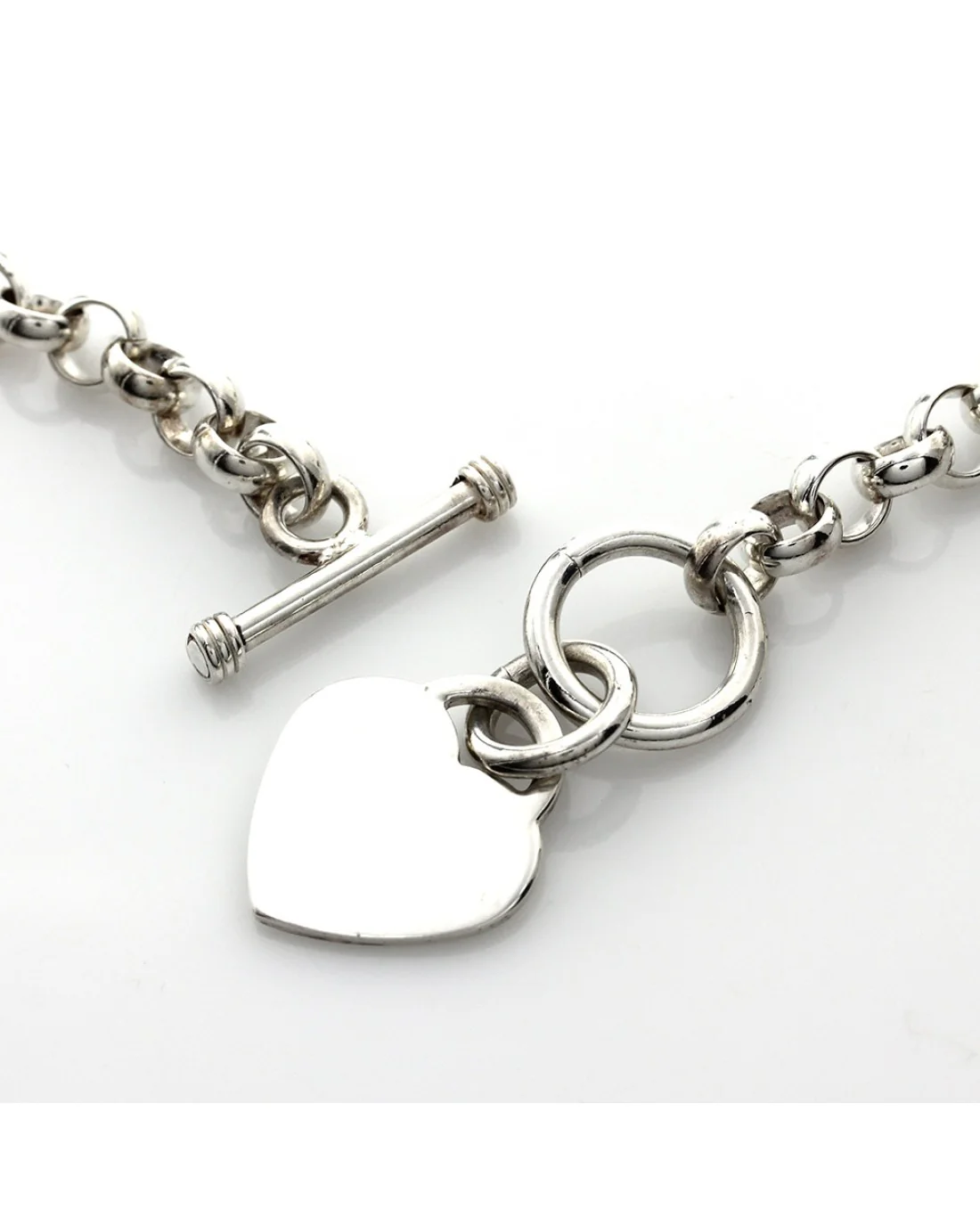Cable Chain in Silver with Heart Charm and Toggle Clasp - Image 3