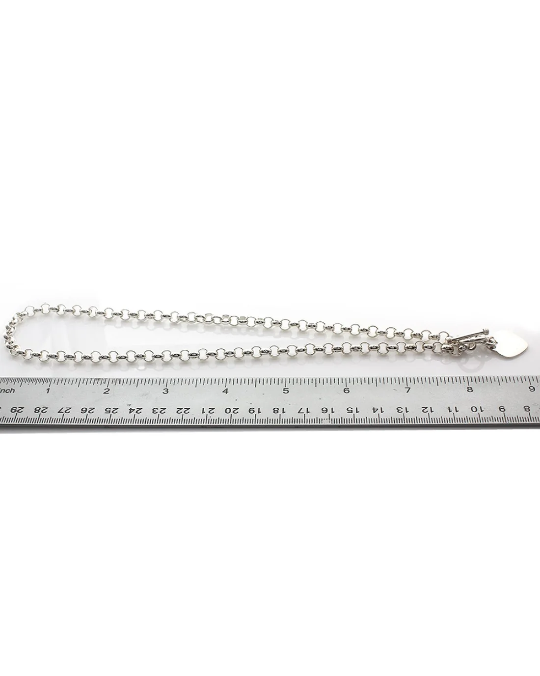 Cable Chain in Silver with Heart Charm and Toggle Clasp - Image 4
