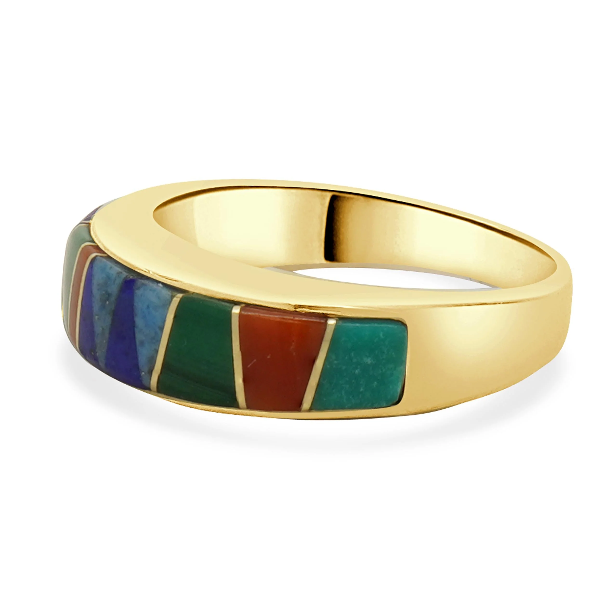 Calvin Begay Navajo Native American Inlay Ring - Image 2