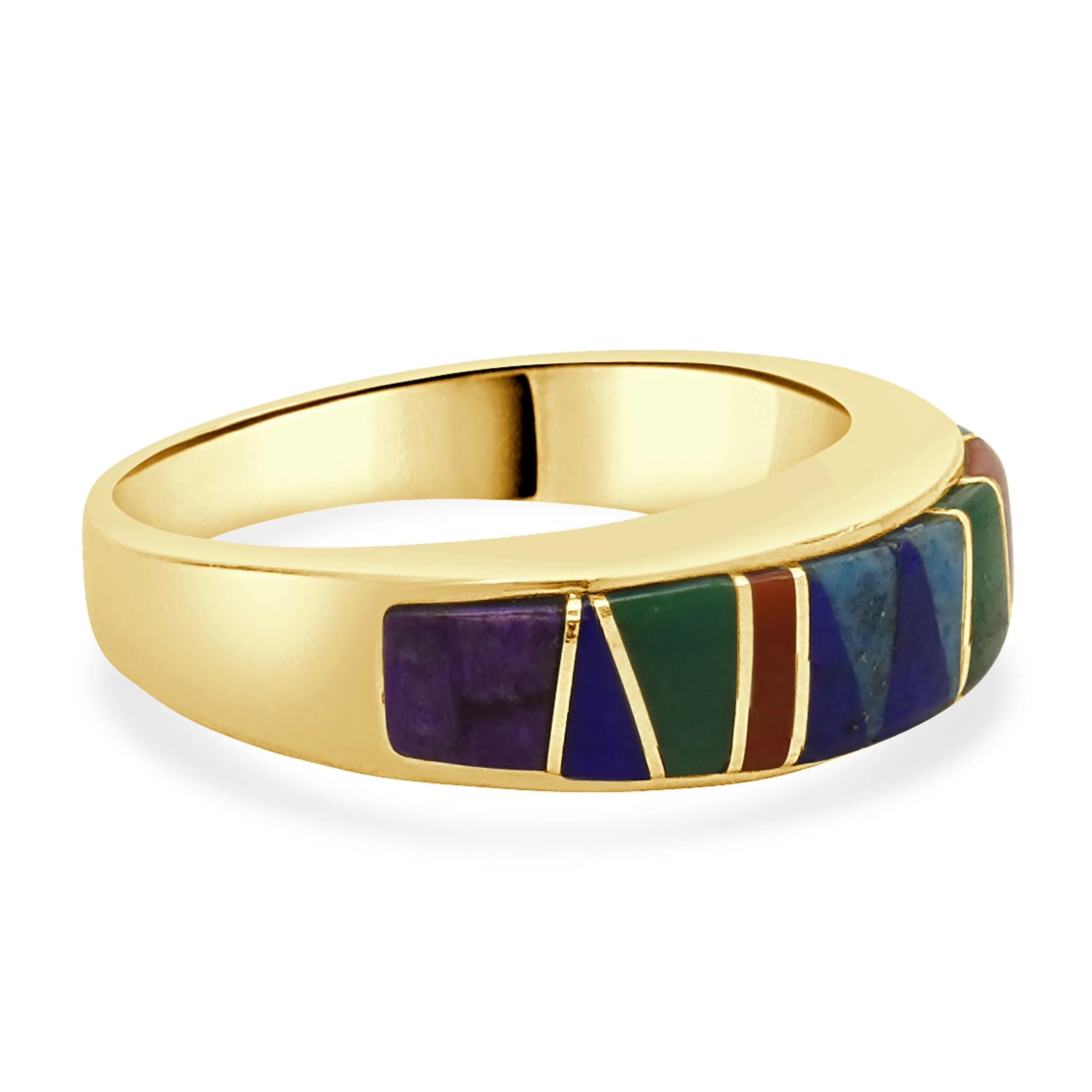 Calvin Begay Navajo Native American Inlay Ring - Image 3