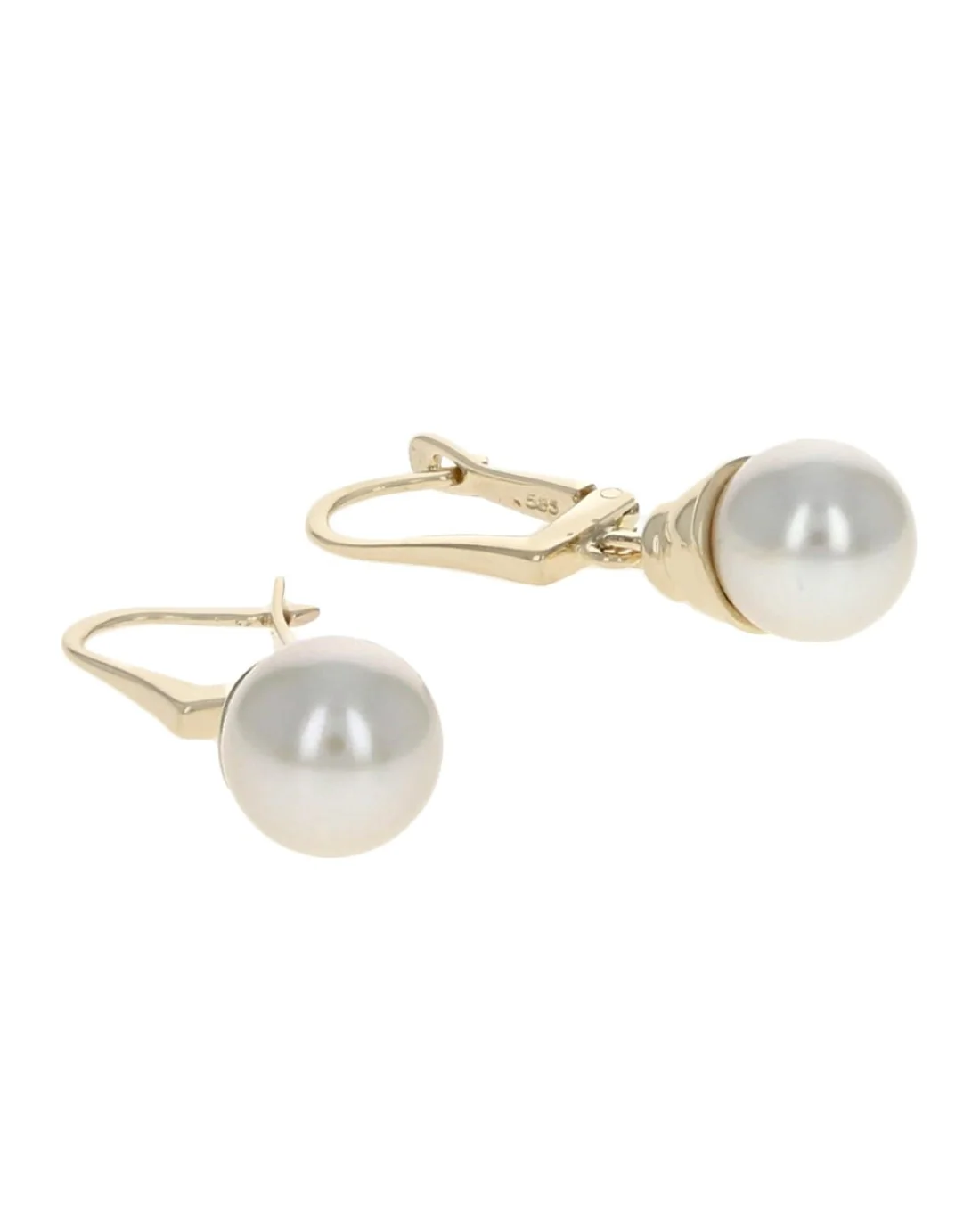 Cap Set Pearl Drop Earrings in Gold - Image 2