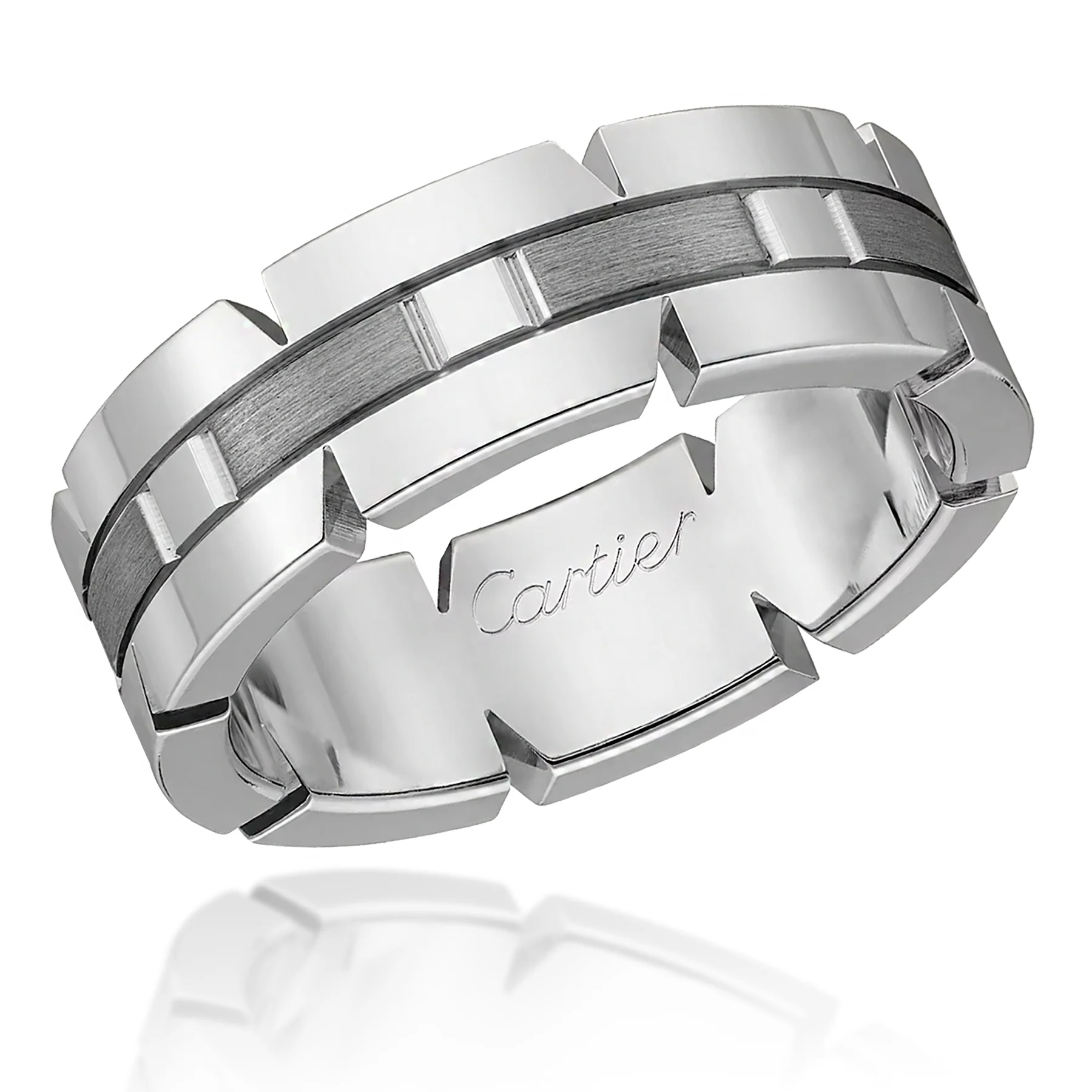 Cartier 18K White Gold Tank Francaise Wedding Band Ring