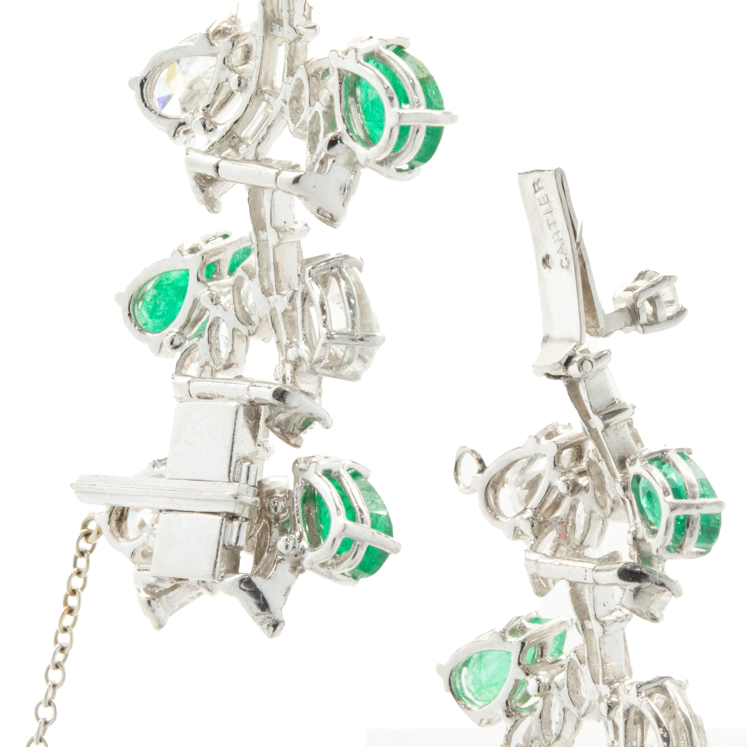 Cartier Platinum Vintage Diamond and Emerald Bracelet - Image 4